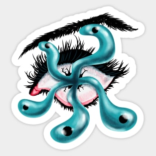 Horror eye tentacle monster creepy weird gothic art Sticker